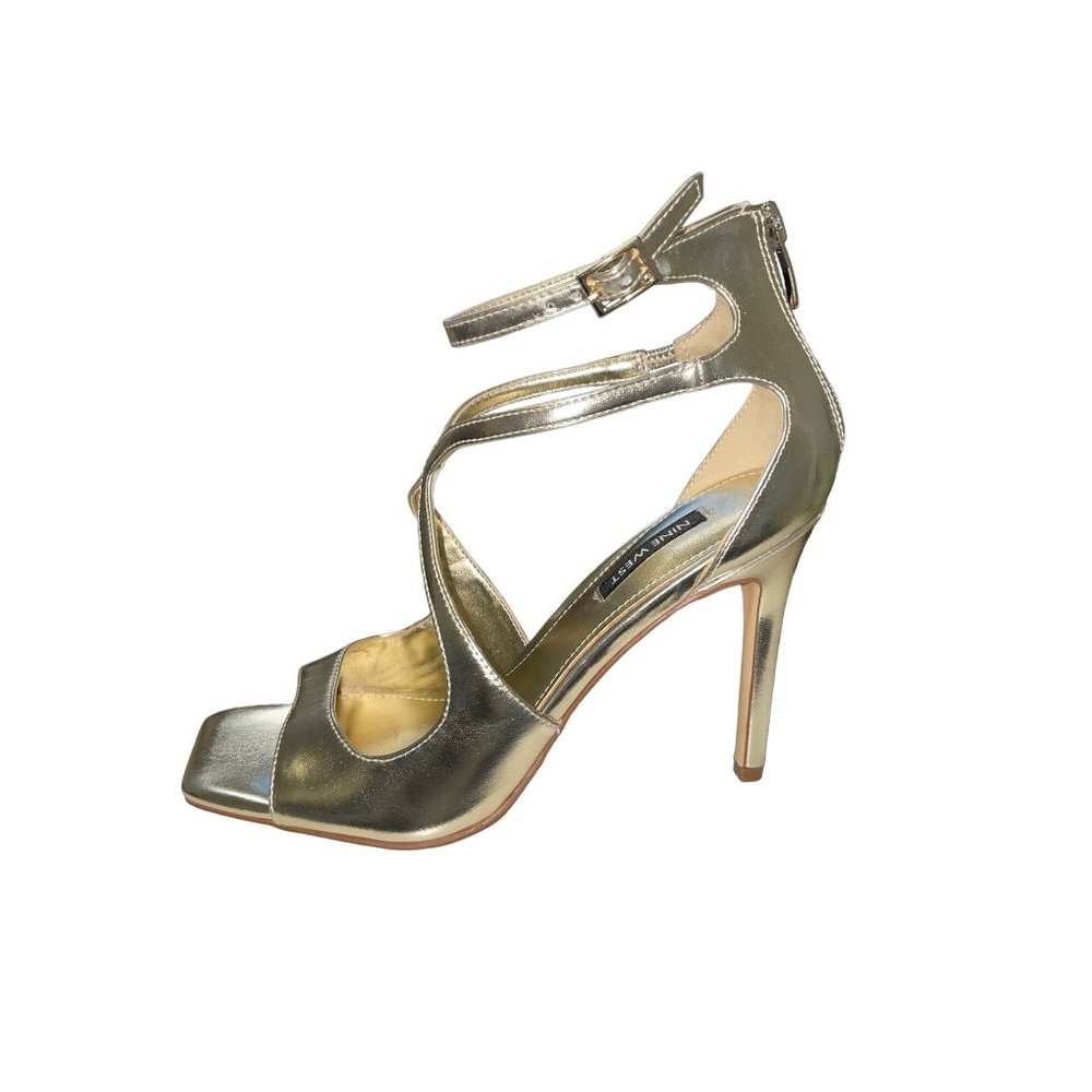 Nine West Women's Tulah Ankle Strap Sandal Heels Women's Gold 8M - Picture 4 of 6